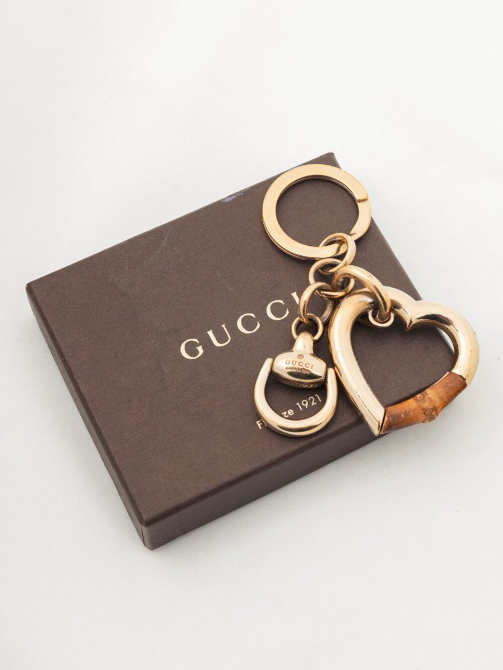 Gucci Gold-Tone Bamboo-Heart Keyring